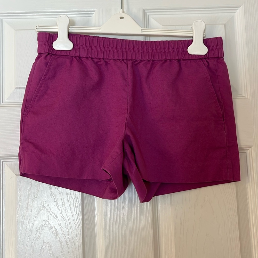 J crew size 4 elastic shorts 55% linen 45% cotton purple